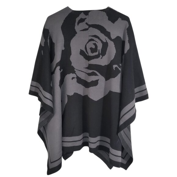MING WANG Gray Black Rose Floral Professional Cold Wrap Shawl - One Size - Picture 2 of 6